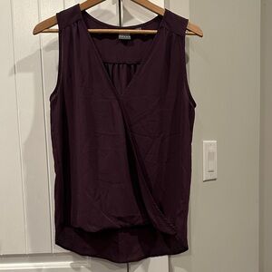 New York & Company Deep Purple V-Neck Blouse